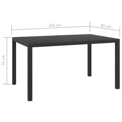 Aia söögilaud, WPC, alumiinium, 150x90x74cm, must hind ja info | Aialauad | kaup24.ee