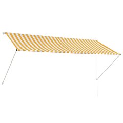 sissetõmmatav varikatus, 300 x 150 cm, kollane ja valge hind ja info | Päikesevarjud, markiisid ja alused | kaup24.ee