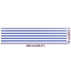 rõdusirm, sinine ja valge, 75 x 500 cm, HDPE hind ja info | Päikesevarjud, markiisid ja alused | kaup24.ee