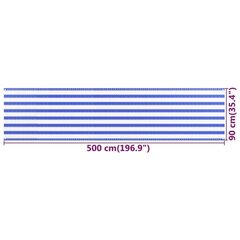 rõdusirm, sinine ja valge, 90 x 500 cm, HDPE hind ja info | Päikesevarjud, markiisid ja alused | kaup24.ee