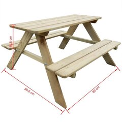 laste piknikulaud 89 x 89,6 x 50,8 cm, männipuidust hind ja info | Aialauad | kaup24.ee