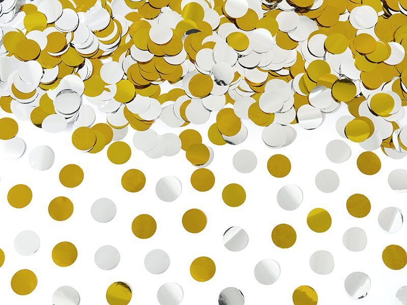 Konfetikahur Circles, kuld ja hõbe, 80 cm, 1 tk hind ja info | Peokaunistused | kaup24.ee