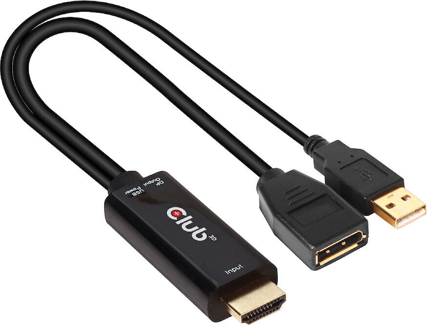 Adapter Club 3D HDMI - DisplayPort 1.2, USB toide, 25cm цена и информация | USB jagajad, adapterid | kaup24.ee