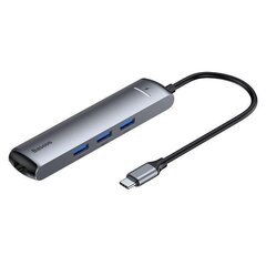 Baseus CAHUB-J0G 6 ühes dokkimisjaam MacBookile / 1 x HDMI / 3 x USB 3.0 / USB-C / RJ45 / PD hind ja info | USB jagajad, adapterid | kaup24.ee