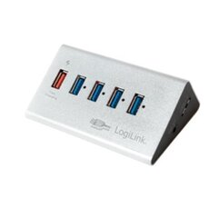 Logilink USB Hub 4+1 порт USB3.0, алюминий, с адаптером питания цена и информация | Адаптеры и USB-hub | kaup24.ee