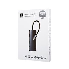 Разветвитель USB Type-C Remax RU-U91 9in1 USB3.0x3, HDMI, Type C, SD, MicroSD, RJ45, Aux цена и информация | Адаптеры и USB-hub | kaup24.ee