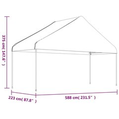 Katusega varjualune , valge, 6,69 x 5,88 x 3,75 m цена и информация | Беседки, навесы, тенты | kaup24.ee