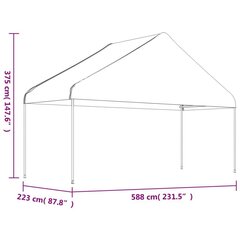 Katusega varjualune , valge, 20,07 x 5,88 x 3,75 m hind ja info | Varikatused ja aiapaviljonid | kaup24.ee