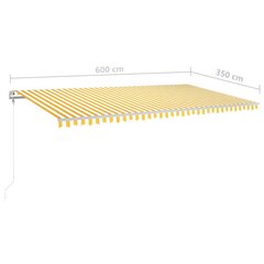 automaatne varikatus, LED, tuuleandur, 600x350 cm kollane/valge цена и информация | Зонты, маркизы, стойки | kaup24.ee