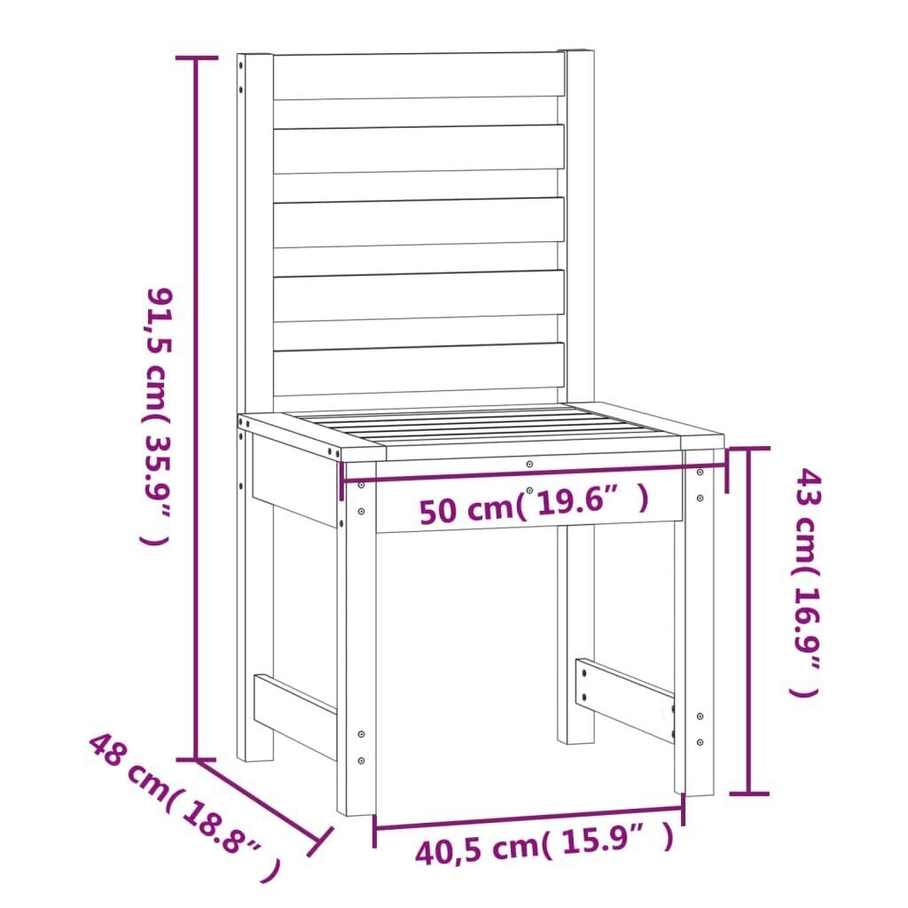 aiatoolid 2 tk, 40,5 x 48 x 91,5 cm, männipuit цена и информация | Aiatoolid | kaup24.ee