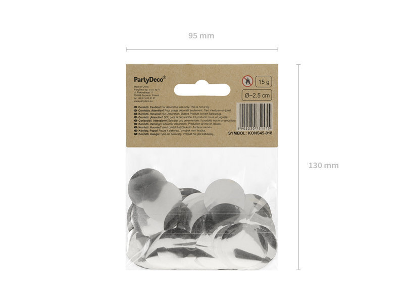Konfetid Circles, hõbedane, 2,5 cm, 1 karp/50 pakki (1 pakk/15 g) цена и информация | Peokaunistused | kaup24.ee
