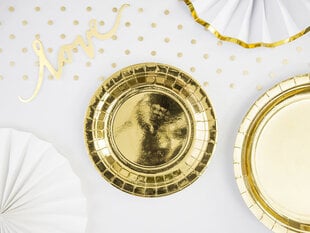 Ühekordsed papptaldrikud Gold 18 cm (1 karp/25 tk) (1 pakk/6 tk) цена и информация | Праздничная одноразовая посуда | kaup24.ee