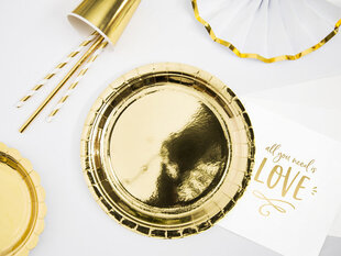Одноразовые бумажные тарелки Gold 23 см (1 коробка/ 25 шт) (1 упаковка/6 шт) цена и информация | Праздничная одноразовая посуда | kaup24.ee