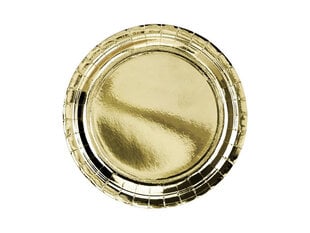 Ühekordsed papptaldrikud Gold 23 cm (1 karp/25 tk) (1 pakk/6 tk) цена и информация | Праздничная одноразовая посуда | kaup24.ee