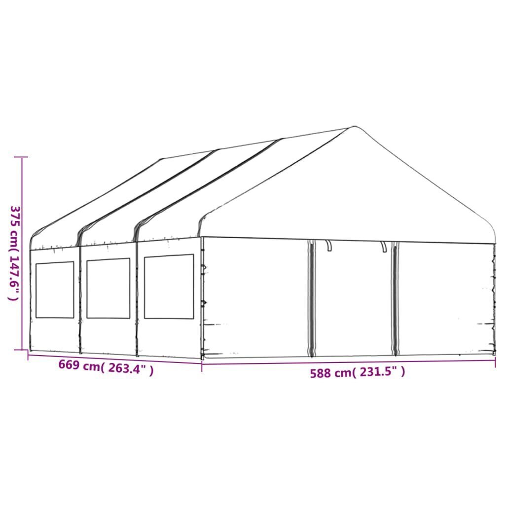 Katusega varjualune , valge, 6,69 x 5,88 x 3,75 m цена и информация | Varikatused ja aiapaviljonid | kaup24.ee