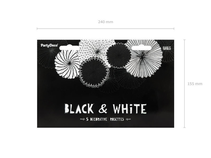 Dekoratiivne rosett Black&White Mix, 1 karp/50 pak (1 pak/5 tk) цена и информация | Peokaunistused | kaup24.ee
