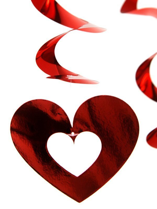 Riputatavad kaunistused Hearts Red 60 cm (1 pakk/5 tk) цена и информация | Peokaunistused | kaup24.ee