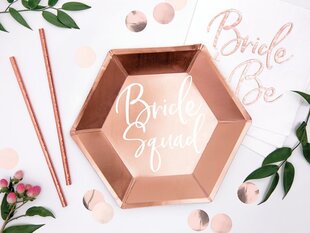 Paberist ühekordsed taldrikud Bride Squad Rose Gold 23 cm (1 pakk/6 tk) цена и информация | Праздничная одноразовая посуда | kaup24.ee