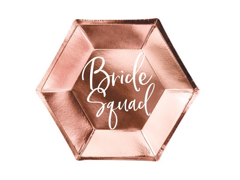 Paberist ühekordsed taldrikud Bride Squad Rose Gold 23 cm (1 karp/25 tk) (1 pakk/6 tk) цена и информация | Ühekordsed nõud | kaup24.ee