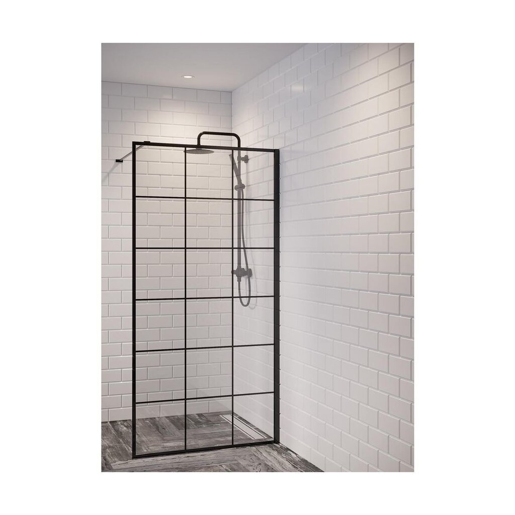 Industriaalses stiilis dušikabiin Wellneo Walk-In Black Frame hind ja info | Dušikabiinide uksed ja seinad | kaup24.ee