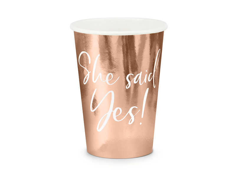 Ühekordsed pabertopsid She said yes! Rose Gold 220 ml (1 pakk/ 6 tk) цена и информация | Ühekordsed nõud | kaup24.ee