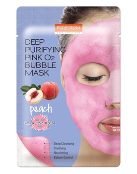 Глубоко очищающая пенящаяся маска для лица Purederm Deep Purifying Pink O2 Bubble Персик, 25г цена и информация | Маски для лица, патчи для глаз | kaup24.ee