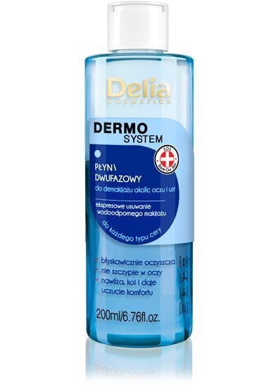 Kahefaasiline silmameigieemaldaja  Delia Cosmetics Dermo System 200 ml цена и информация | Näopuhastusvahendid | kaup24.ee