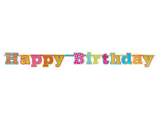 Гирлянда Happy Birthday, глянцевая, 16x166 см, 1 коробка/ 40 упаковок (1 упаковка/1 шт) цена и информация | Гудки для вечеринки Clown Face (4шт.) | kaup24.ee