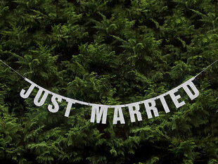 Vanik Just Married, hõbedane, 18x170 cm, 1 pakk/1 tk hind ja info | Peokaunistused | kaup24.ee