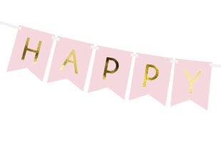 Гирлянда Happy Birthday, светло-розовая, 15x175 см, 1 коробка/ 50 упаковок (1 упаковка/1 шт) цена и информация | Праздничные декорации | kaup24.ee