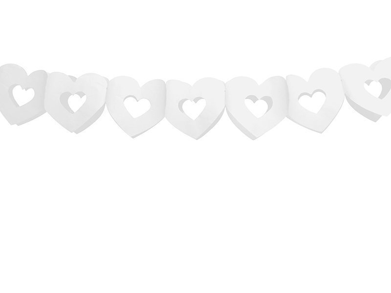 Läikiv pabervanik Hearts white 13 cm, 3 m цена и информация | Peokaunistused | kaup24.ee