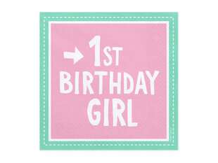 Salvrätikud 1st Birthday Girl 33x33 cm (1 pakk / 20 tk) цена и информация | Праздничная одноразовая посуда | kaup24.ee