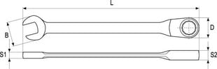 Ключ комбинированный с трещоткой Yato 30мм (YT-1672) цена и информация | Механические инструменты | kaup24.ee