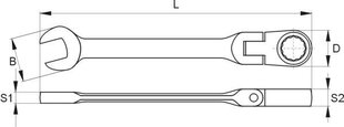 Комбинированный ключ с гибкой трещоткой Yato 9 мм (YT-1675) цена и информация | Механические инструменты | kaup24.ee