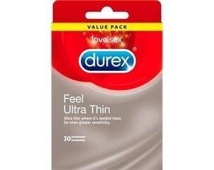 Kondoomid Durex Ultra Thin, 30 tk. hind ja info | Kondoomid | kaup24.ee