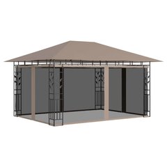 varjualune sääsevõrk, LED-nöörvalgusti 4x3x2,73 m pruunikashall цена и информация | Беседки, навесы, тенты | kaup24.ee