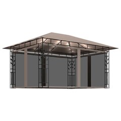 varjualune sääsevõrk, LED-nöörvalgusti 4x3x2,73 m pruunikashall цена и информация | Беседки, навесы, тенты | kaup24.ee