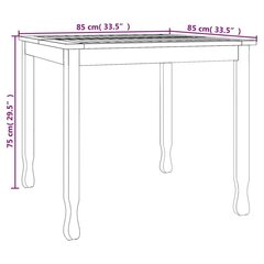 aia söögilaud, 85 x 85 x 75 cm, tiikpuu цена и информация | Садовые столы и столики | kaup24.ee