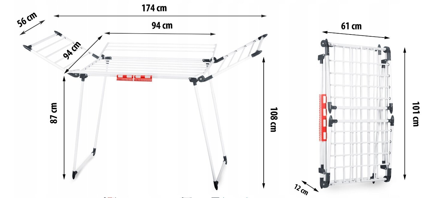 Eraldi seisev pesukuivati ​​Massido 174cm hind ja info | Pesukuivatusrestid ja aksessuaarid | kaup24.ee