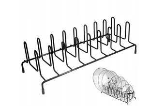 Сушилка для крышек кастрюль, тарелок, черная сталь, 8 мест da188 цена и информация | Столовые и кухонные приборы | kaup24.ee