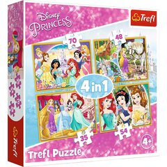 Pusle komplekt Trefl 4 in 1 Disney Princess, 70+54+48+35 hind ja info | Pusled | kaup24.ee