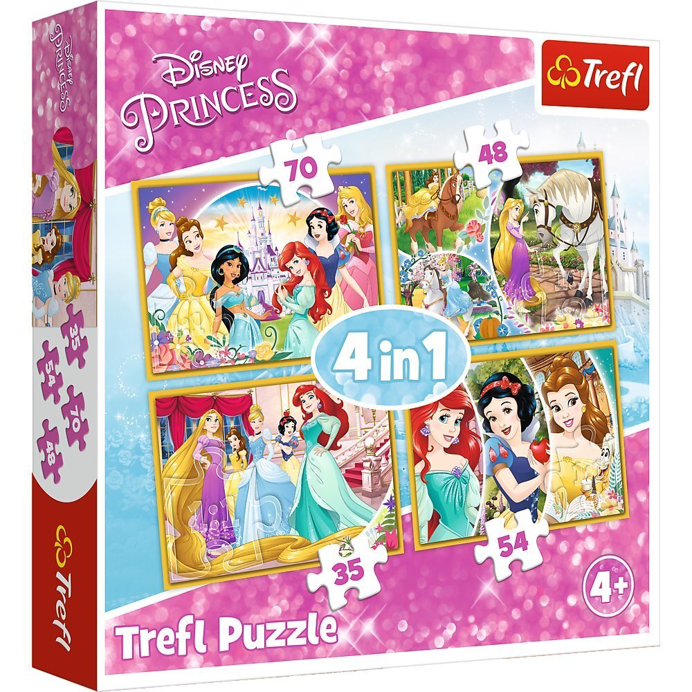 Pusle komplekt Trefl 4 in 1 Disney Princess, 70+54+48+35 цена и информация | Pusled | kaup24.ee