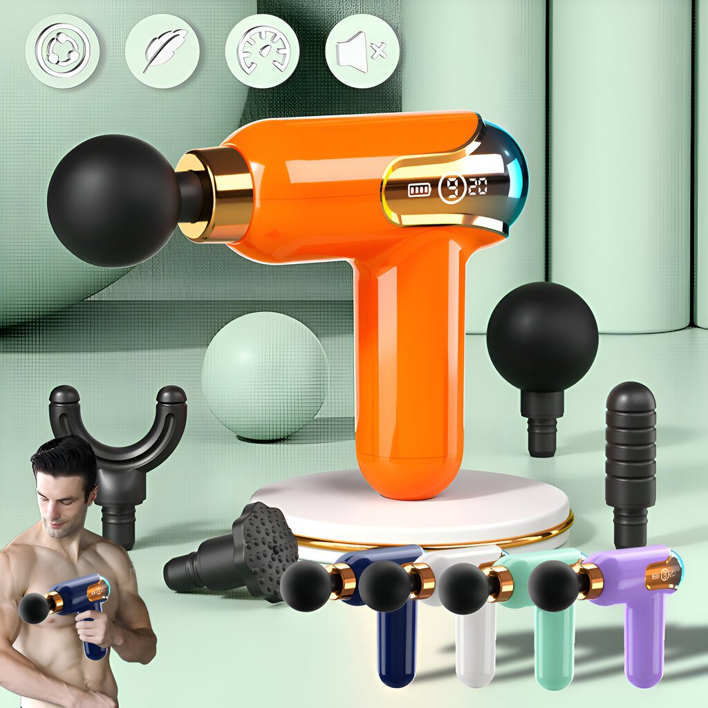 Juhtmeta massaažilöögipüstol; 4 otsaga lihasmasseerija; Massaažipüstol; Massage gun LIVMAN LC-002 цена и информация | Massaažiseadmed | kaup24.ee