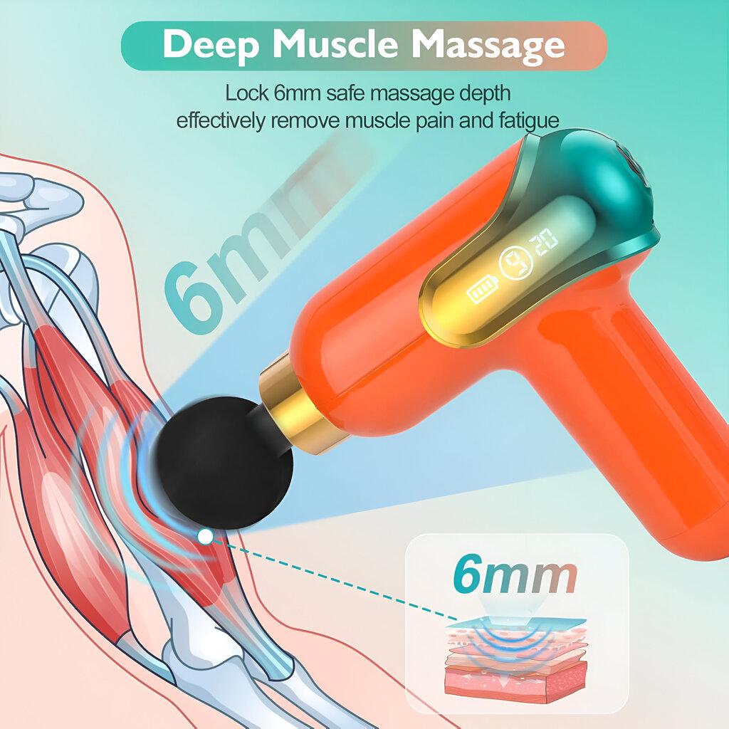 Juhtmeta massaažilöögipüstol; 4 otsaga lihasmasseerija; Massaažipüstol; Massage gun LIVMAN LC-002 цена и информация | Massaažiseadmed | kaup24.ee