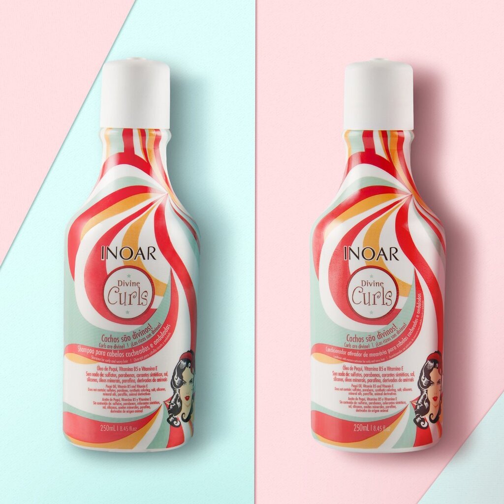 Lokkis juuste hoolduskomplekt INOAR Divine Curls Duo Kit: šampoon 250 ml + palsam 250 ml цена и информация | Šampoonid | kaup24.ee