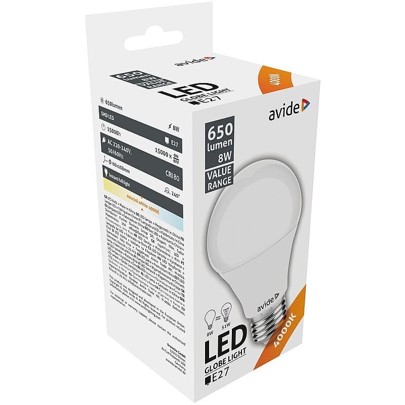 Avide LED pirn 8W E27 4000K цена и информация | Lambipirnid, lambid | kaup24.ee