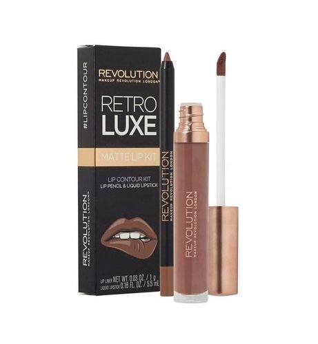 Huulepulga komplekt Makeup Revolution London Retro Luxe Matte Lip Regal: huulepulk 5.5 ml + huule kontuurpliiats 1 g hind ja info | Huulepulgad, -läiked, -palsamid, vaseliin | kaup24.ee