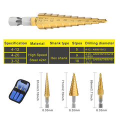 Ступенчатые сверла для отверстий, 3 шт. StoreGD цена и информация | Механические инструменты | kaup24.ee