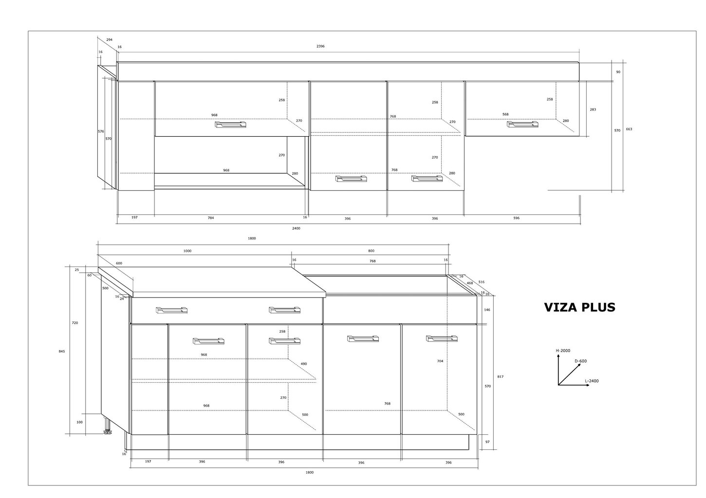 Köögimööbli komplekt Viza Plus I, tamm цена и информация | Köögimööbli komplektid | kaup24.ee