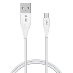 iLike ICM01 Vastupidav TPE USB Micro USB Universaalne Laadija ja Andmekaabel 1m Valge hind ja info | Mobiiltelefonide kaablid | kaup24.ee